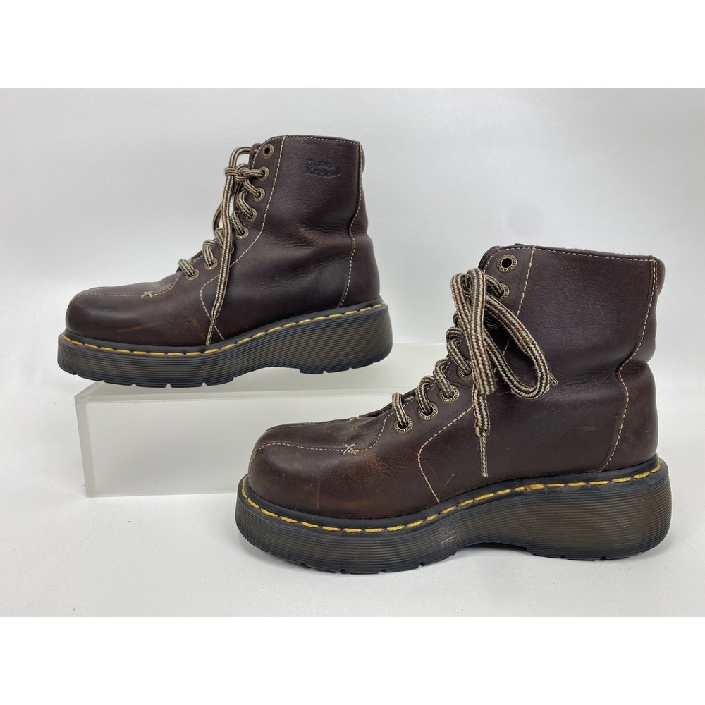 Dr Martens Mens Size 5 Womens 6 UK 4 EU 37 Brown Boots 3A55 2" Heel - Picture 4 of 9